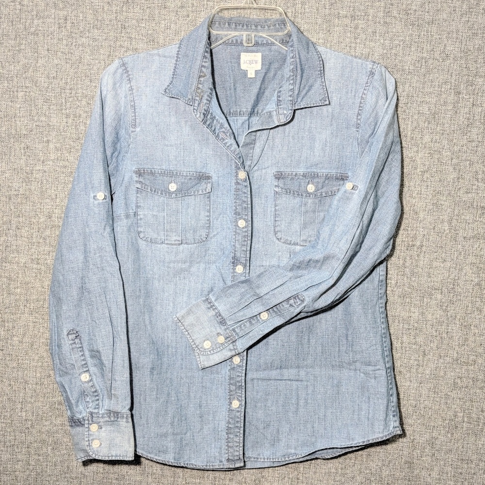 J. Crew Chambray Blue Jean Button-down Shirt